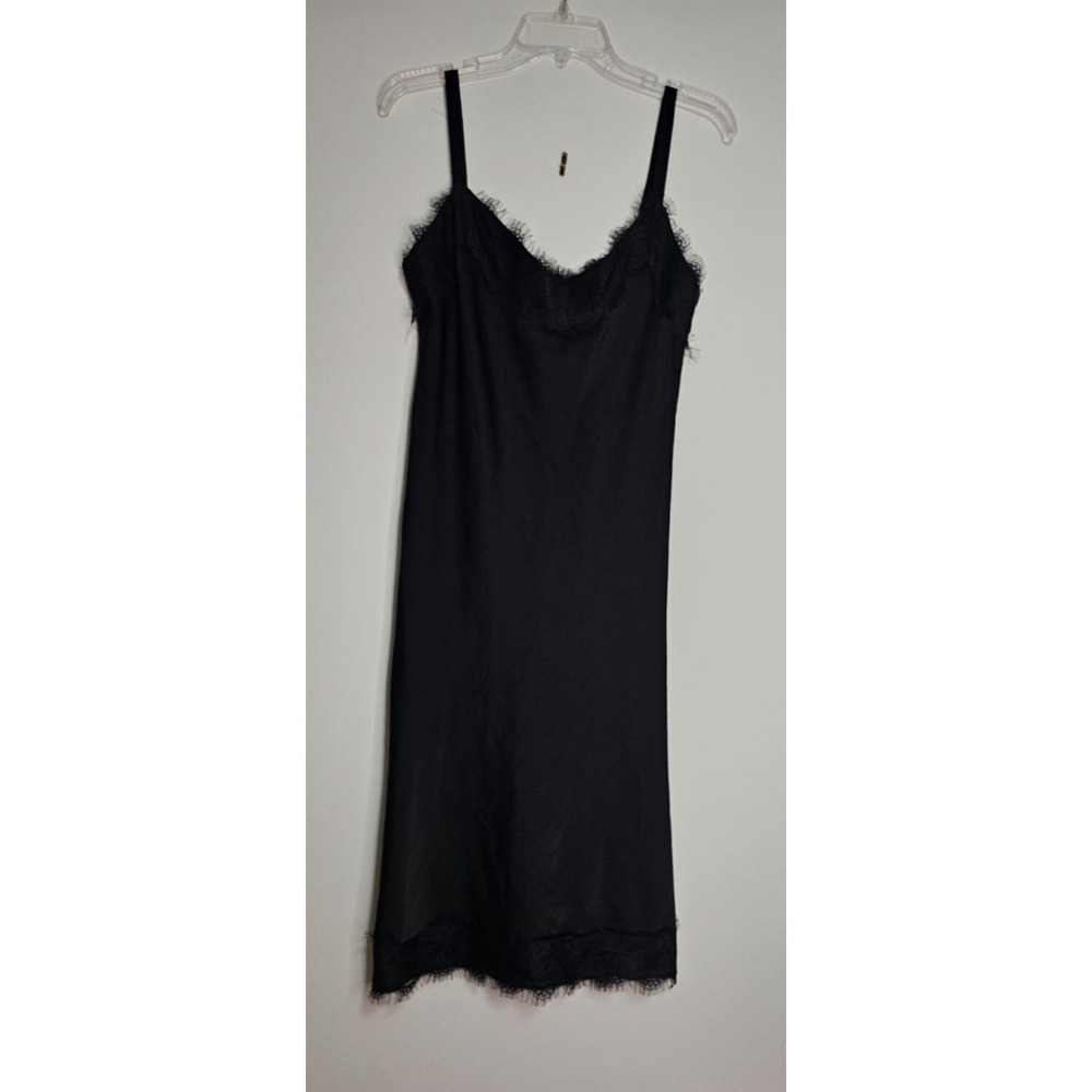 Rebecca Minkoff Black Slip Dress Women’s Size Medium Lace Trim Adj Straps